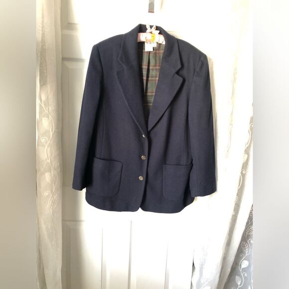 Talbots Navy Blue Women's wool blend oversized boyfriend Blazer jacket size M - Picture 3 of 7